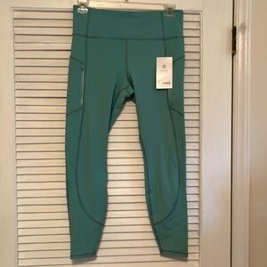 Athleta Rainier Tight size large green fleece lined NWT